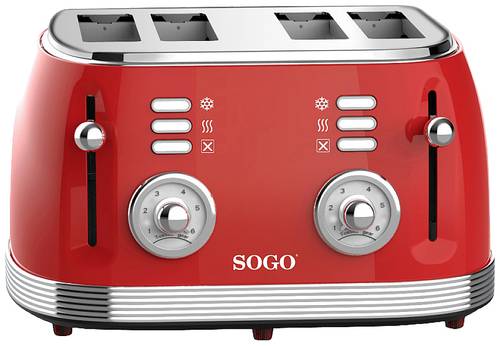 SOGO Human Technology 4-Scheiben-Toaster Kontrollleuchte, Toastfunktion Rot (metallic) von SOGO Human Technology