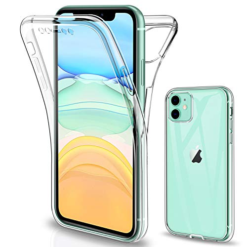 Gnews Kompatibel mit iPhone 11 Hülle, Kompatibel mit iPhone 11 Schutzhülle 360 Grad Full Body Front Und Rückenschutz Handyhülle Transparent Silikon Schutzhülle Durchsichtige TPU Bumper für iPhone 11 von SOGUDE