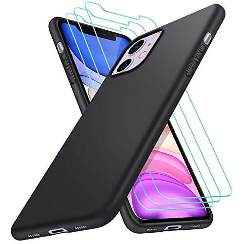 SOGUDE Hülle Kompatibel mit iPhone 11 Hülle + 3 Stücks HD Schutzfolie, Kratzfest Handyhülle, TPU Silikon iPhone 11 Fallschutz Schutzhülle, Schwarz von SOGUDE