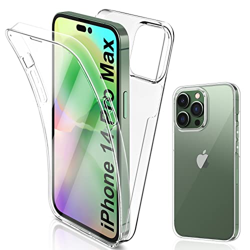 SOGUDE Hülle Kompatibel mit iPhone 14 Pro Max Handyhülle Klar PC Silikon Schutzhülle iPhone 14 Pro Max Case Cover Vorne & Hinten 360° Komplett-Schutz von SOGUDE