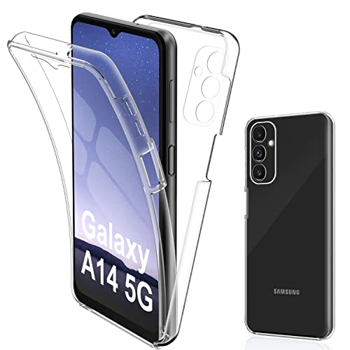 SOGUDE Hülle für Samsung Galaxy A14 5G Handyhülle, 360° Klar Weicher TPU-Stoßstange Schutzhülle, Samsung Galaxy A14 5G Transparente Silikon Case Cover Vorne & Hinten 360° Komplett-Schutz von SOGUDE