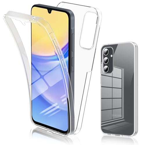 SOGUDE Hülle für Samsung Galaxy A15 4G/5G Handyhülle, 360° Klar Weicher TPU-Stoßstange Schutzhülle, Samsung Galaxy A15 Transparente Silikon Case Cover Vorne & Hinten 360° Komplett-Schutz von SOGUDE