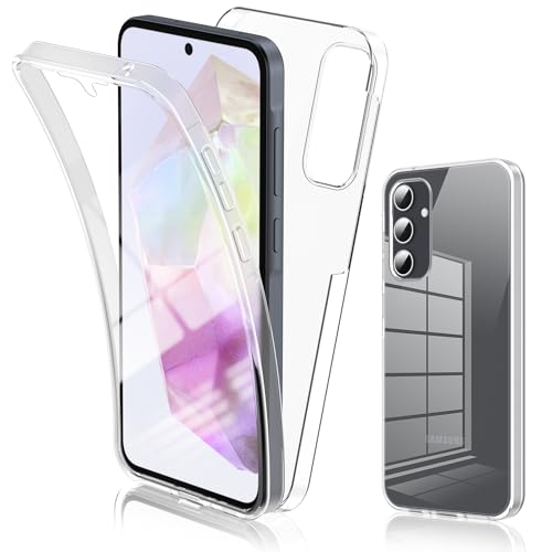 SOGUDE Hülle für Samsung Galaxy A35 5G Handyhülle, 360° Klar Weicher TPU-Stoßstange Schutzhülle, Samsung Galaxy A35 Transparente Silikon Case Cover Vorne & Hinten 360° Komplett-Schutz von SOGUDE