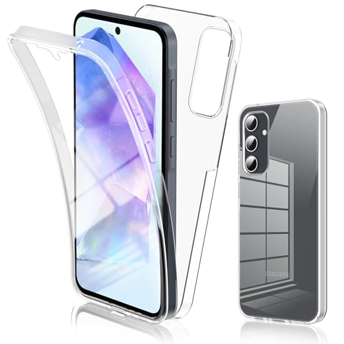 SOGUDE Hülle für Samsung Galaxy A55 5G Handyhülle, 360° Klar Weicher TPU-Stoßstange Schutzhülle, Samsung Galaxy A55 Transparente Silikon Case Cover Vorne & Hinten 360° Komplett-Schutz von SOGUDE