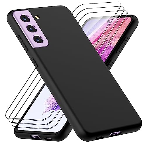 SOGUDE Hülle für Samsung Galaxy S21 FE 5G Handyhülle + 3 Stücks HD Schutzfolie, TPU Silikon Kratzfest Schutzhülle Case für Samsung Galaxy S21 FE 5G, Schwarz von SOGUDE