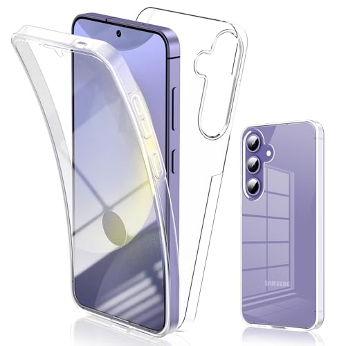 SOGUDE Hülle für Samsung Galaxy S24 5G Handyhülle, 360° Klar Weicher TPU-Stoßstange Schutzhülle, Samsung Galaxy S24 Transparente Silikon Case Cover Vorne & Hinten 360° Komplett-Schutz von SOGUDE