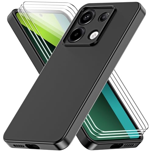 SOGUDE Hülle für Xiaomi Redmi Note 13 Pro 5G / Poco X6 (Nicht für 4G), mit 3 Stück Schutzfolie, Dünne Weiche TPU Silikon Stoßfest Handyhülle, Kratzfeste Redmi Note 13 Pro 5G Schutzhülle, Schwarz von SOGUDE