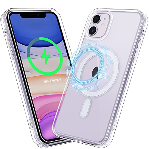 SOGUDE Magnetisch für iPhone 11 Hülle [Kompatibel mit MagSafe] Handyhülle iPhone 11 mit Magnet Schlanke Schutzhülle Kratzfeste PC Rückseite, Transparent von SOGUDE