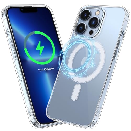 SOGUDE Magnetisch für iPhone 13 Pro Hülle [Kompatibel mit MagSafe] Handyhülle iPhone 13 Pro mit Magnet Schlanke Schutzhülle Kratzfeste PC Rückseite, Transparent von SOGUDE