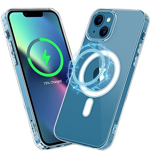 SOGUDE Magnetische Schutzhülle für iPhone 12 Mini/iPhone 13 Mini Hülle, [Kompatibel mit Mag-Safe] iPhone 13 Mini/iPhone 12 Mini Wireless Charging Silikon PC Cover, Anti-Vergilbung, Transparent von SOGUDE