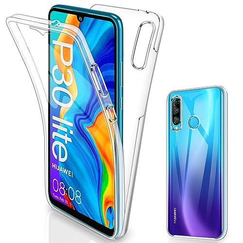 SOGUDE für Huawei P30 Lite Hülle, für Huawei P30 Lite Schutzhülle 360 Grad Full Body Front Und Rückenschutz Handyhülle Transparent Silikon Schutzhülle TPU Bumper für Huawei P30 Lite von SOGUDE