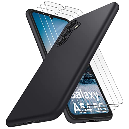 SOGUDE für Samsung Galaxy A54 5G Hülle mit 3 Schutzfolie, Kratzfestigkeit Samsung Galaxy A54 5G TPU Silikon Handyhülle, Schwarz von SOGUDE