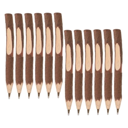 SOIMISS 12 Stück Kugelschreiber aus Holz Punkt Stifte für Tagebuch Büro holz kugelschreiber holz stifte Rustikaler Kugelschreiber Planer Stifte Tagebuchstifte Schulstifte Brown von SOIMISS