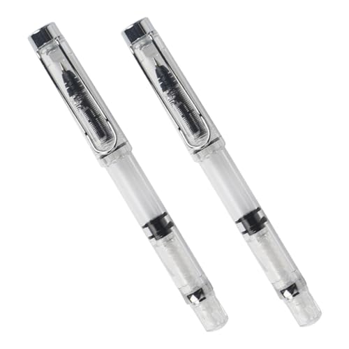 SOIMISS 2 Stück Kolbenfüllender Gelstift für Also Füllung Schulstifte gefüllt gel schreibstifte gel ink pen wiederverwendbarer kalligraphiestift transparenter Schreibstift Plastik Silver von SOIMISS