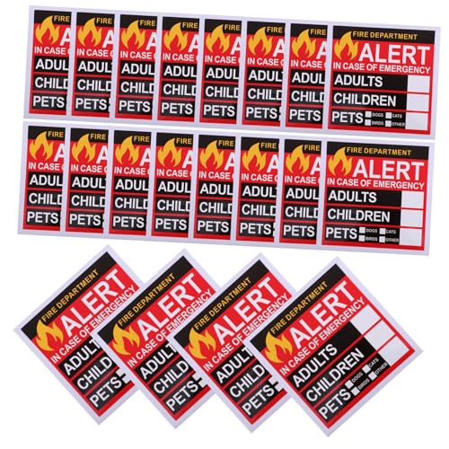 SOIMISS 20 Blatt Sicherheitsalarmaufkleber alarm aufkleber Notfall Aufkleber Haushaltsrettungsaufkleber Vinyl Notfallschild für die Rettung von Haustieren Finder-Aufkleber Alarmzubehör von SOIMISS