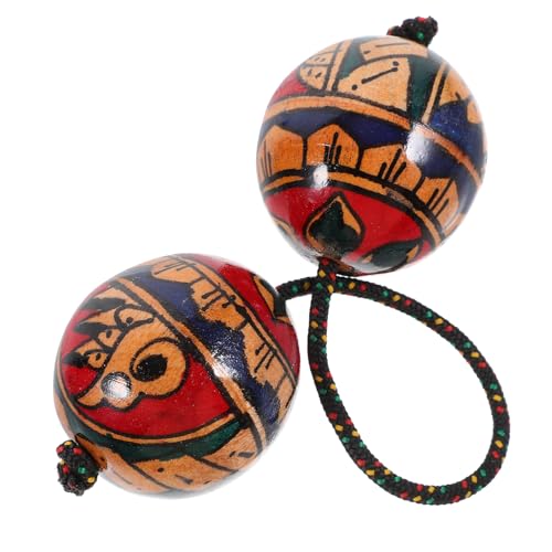 SOIMISS Handgezeichnete Maracas Rhythmus Einhand Percussion Hand Shaker Bälle Schlaginstrument Percussion Bälle Shaker Finger Shaking Ball Finger Bälle Shaker Holz von SOIMISS