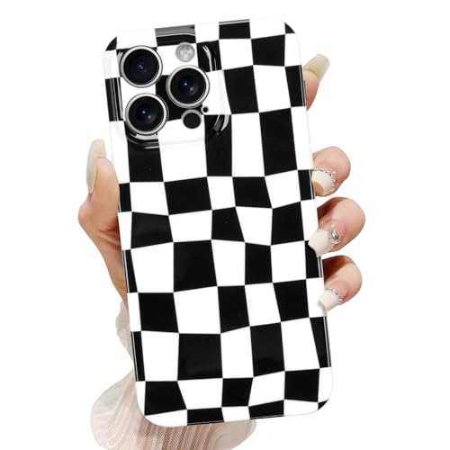 SOKAD Karierte Handyhülle für iPhone 16 Pro, süßes Schachbrett-Designer-Cover für Frauen, Mädchen, glänzend, schlank, weich, TPU-Kameraobjektivschutz, stoßfest, Schwarz und Weiß SOKAD Karierte Handyhülle für iPhone 16 Pro, süßes Schachbrett-Designer-Cover für Frauen, Mädchen, glänzend, schlank, weich, TPU-Kameraobjektivschutz, stoßfest, Schwarz und Weiß von SOKAD