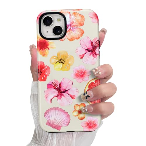 SOKAD Magnetische Hibiskus-Muschel-Handyhülle für iPhone 15 Plus, süßes Sommerblumenmuster, kompatibel mit Magsafe, matte Schutzhülle mit Displayschutzfolie für Mädchen und Frauen SOKAD Magnetische Hibiskus-Muschel-Handyhülle für iPhone 15 Plus, süßes Sommerblumenmuster, kompatibel mit Magsafe, matte Schutzhülle mit Displayschutzfolie für Mädchen und Frauen von SOKAD