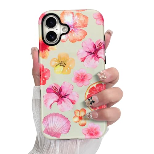 SOKAD Magnetische Hibiskus-Muschel-Handyhülle für iPhone 16 Plus, süßes Sommerblumenmuster, kompatibel mit Magsafe, matte Schutzhülle mit Displayschutzfolie für Mädchen und Frauen SOKAD Magnetische Hibiskus-Muschel-Handyhülle für iPhone 16 Plus, süßes Sommerblumenmuster, kompatibel mit Magsafe, matte Schutzhülle mit Displayschutzfolie für Mädchen und Frauen von SOKAD