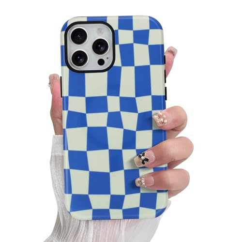 SOKAD Magnetische Karierte Handyhülle für iPhone 15 Pro Max, Niedliche Gitter Plaid Schachbrettmuster Kompatibel mit Magsafe Matte Schutzhülle mit Displayschutzfolie für Mädchen Frauen Blau SOKAD Magnetische Karierte Handyhülle für iPhone 15 Pro Max, Niedliche Gitter Plaid Schachbrettmuster Kompatibel mit Magsafe Matte Schutzhülle mit Displayschutzfolie für Mädchen Frauen Blau von SOKAD