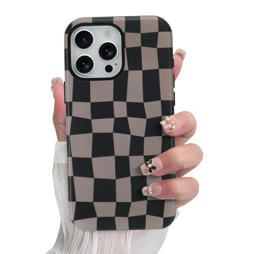 SOKAD Magnetische Karierte Handyhülle für iPhone 16 Pro, Niedliche Gitter Plaid Schachbrettmuster Kompatibel mit Magsafe Matte Schutzhülle mit Displayschutzfolie für Mädchen Frauen Schwarz & Braun SOKAD Magnetische Karierte Handyhülle für iPhone 16 Pro, Niedliche Gitter Plaid Schachbrettmuster Kompatibel mit Magsafe Matte Schutzhülle mit Displayschutzfolie für Mädchen Frauen Schwarz & Braun von SOKAD