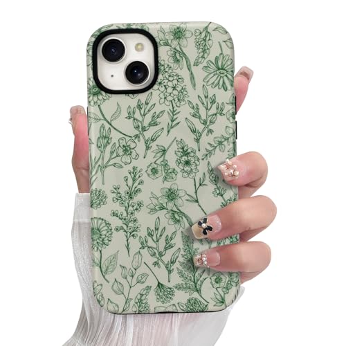 SOKAD Magnetische Salbeigrün Floral Handyhülle für iPhone 15 Plus, Vintage Grün Blumenmuster Kompatibel mit Magsafe Matte Schutzhülle mit Displayschutzfolie für Mädchen und Frauen SOKAD Magnetische Salbeigrün Floral Handyhülle für iPhone 15 Plus, Vintage Grün Blumenmuster Kompatibel mit Magsafe Matte Schutzhülle mit Displayschutzfolie für Mädchen und Frauen von SOKAD