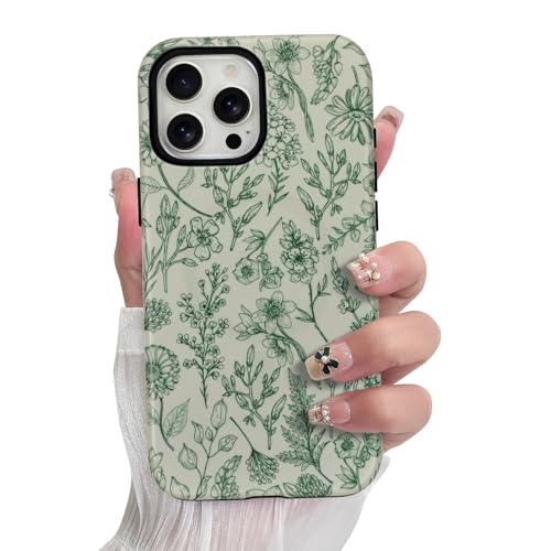SOKAD Magnetische Salbeigrün Floral Handyhülle für iPhone 15 Pro Max, Vintage Grün Blumen Muster Kompatibel mit Magsafe Matte Schutzhülle Cover mit Displayschutzfolie für Mädchen Frauen SOKAD Magnetische Salbeigrün Floral Handyhülle für iPhone 15 Pro Max, Vintage Grün Blumen Muster Kompatibel mit Magsafe Matte Schutzhülle Cover mit Displayschutzfolie für Mädchen Frauen von SOKAD