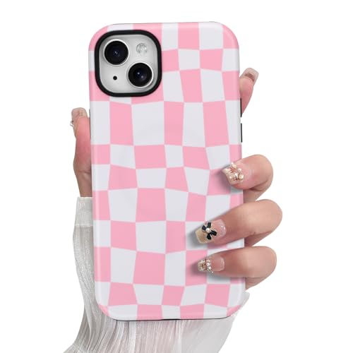 SOKAD Magnetische karierte Handyhülle für iPhone 15 Plus, niedliche Gitter kariertes Schachbrettmuster Kompatibel mit Magsafe Matte Schutzhülle mit Displayschutzfolie für Mädchen und Frauen, Rosa SOKAD Magnetische karierte Handyhülle für iPhone 15 Plus, niedliche Gitter kariertes Schachbrettmuster Kompatibel mit Magsafe Matte Schutzhülle mit Displayschutzfolie für Mädchen und Frauen, Rosa von SOKAD