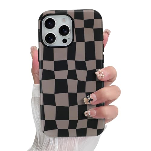 SOKAD Magnetische karierte Handyhülle für iPhone 15 Pro, niedliche Gitter kariertes Schachbrettmuster, kompatibel mit Magsafe Matte Schutzhülle mit Displayschutzfolie für Mädchen und Frauen, Schwarz SOKAD Magnetische karierte Handyhülle für iPhone 15 Pro, niedliche Gitter kariertes Schachbrettmuster, kompatibel mit Magsafe Matte Schutzhülle mit Displayschutzfolie für Mädchen und Frauen, Schwarz von SOKAD