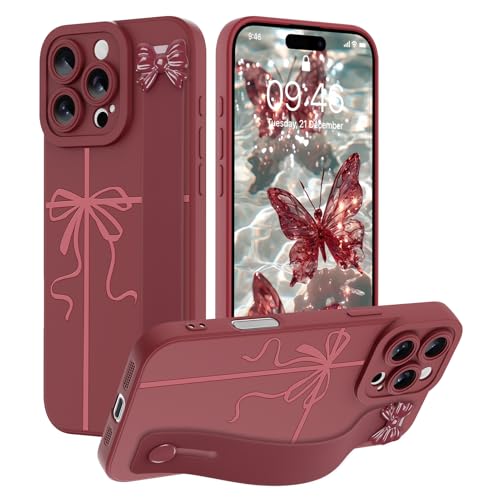 SOKAD Ribbon Bow Handyhülle für iPhone 16 Pro Max mit Handschlaufe, Kickstand, ästhetisches süßes Schleifen-Design mit Armband für Mädchen und Frauen, schlanke weiche Silikon-Kameraschutzhülle SOKAD Ribbon Bow Handyhülle für iPhone 16 Pro Max mit Handschlaufe, Kickstand, ästhetisches süßes Schleifen-Design mit Armband für Mädchen und Frauen, schlanke weiche Silikon-Kameraschutzhülle von SOKAD