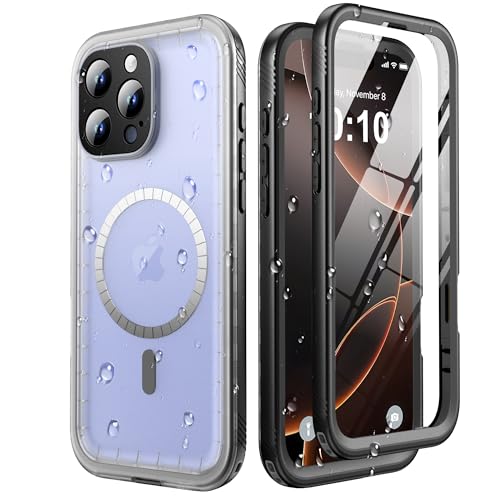 SOKUSIN für iPhone 16 Pro wasserdichte Hülle Magnetisch Stoßfest - Mit Kameraschutz Displayschutz [Kompatibel Mit Magsafe] 360 Grad IP68 Unterwasser Panzerhülle Outdoor Durchsichtig Handyhülle 6,3" von SOKUSIN