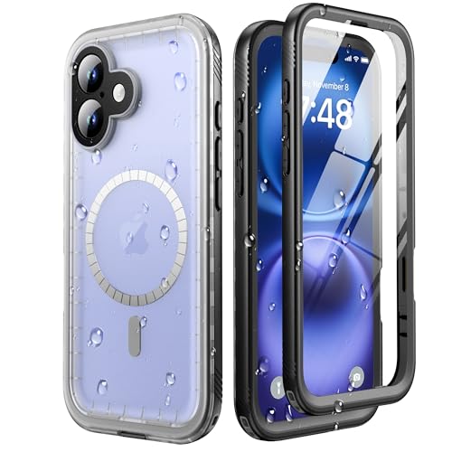 SOKUSIN für iPhone 16 wasserdichte Hülle Magnetisch Stoßfest - Mit Kameraschutz Displayschutz [Kompatibel Mit Magsafe] 360 Grad Full IP68 Unterwasser Panzerhülle Outdoor Durchsichtig Handyhülle 6,1" von SOKUSIN