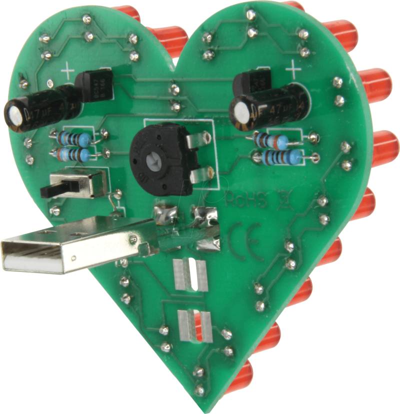 SOL-EXP 76336 - Blinkendes Herz, Lötbausatz für USB (Powerbank oder Port) von SOL-EXPERT