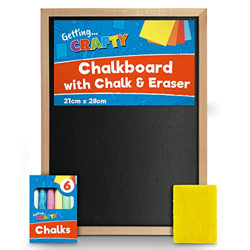 Tafelkreide-Set für Kinder | Zeichnen Holz Schreiben Kreidetafel mit Kreide und Radiergummi | Inklusive SOL Notizbuch von SOL