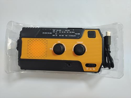 SOLARBABY Notfall-Solarradio mit Handkurbel und 2000-mAh, Mit integrierter LED-Taschenlampe, SOS-Alarm und AM/FM-Wetterfunk, Akku ermöglicht auch das Notladen von Smartphones-Orange von SOLARBABY
