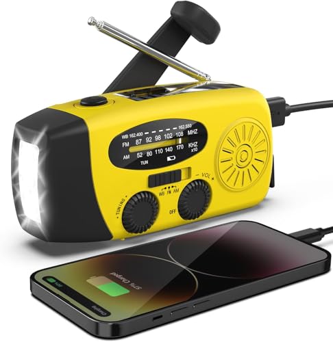 Solar Notfall Radio, Kurbelradio mit USB handyladefunktion NOAA Haus und Camping Wetter-Radio mit AM/FM, Dynamo Taschenlampe Kurbelradio, SOS-Alarm, Tragbare und Wiederaufladbar Kurbelradio von SOLARBABY
