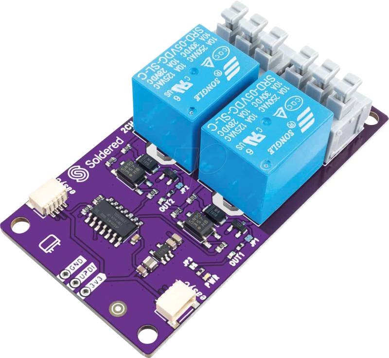 DEBO RELAY2 2CH - Entwicklerboards - Relais mit easyC, 2 Kanal, SRD-05VDC-SL-C von SOLDERED