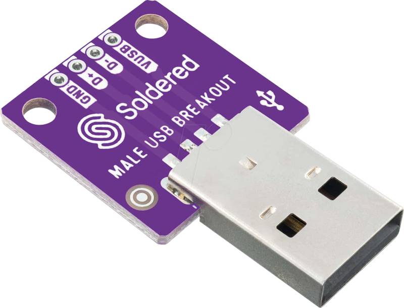 DEBO USB-A M - Entwicklerboards - USB Typ-A Adapterboard, Stecker von SOLDERED