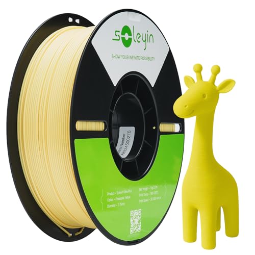 SOLEYIN Ultra PLA Filament 1.75mm Gelb, 3D Drucker Filament 1kg Hochgeschwindigkeit 30-300mm/s Umweltfreundliche, für die meisten 3D-Drucker Creality Ender K1 K1C K2 plus (Ananasgelb) von SOLEYIN