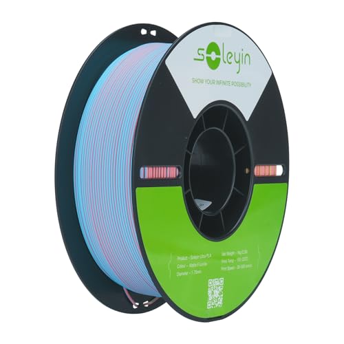 SOLEYIN Ultra PLA Matte Filament 1.75mm Bunt, 3D Drucker Filament 1kg Hochgeschwindigkeit 30-300mm/s Umweltfreundliche, für die meisten 3D-Drucker Creality Ender K1 K1C K2 plus (Bunt Fluorit) von SOLEYIN