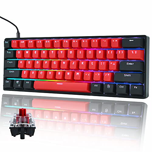 SOLIDEE 60% Wired mechanische Gaming-Tastatur,RGB Hintergrundbeleuchtung,Anti-Ghosting NKRO,programmierbare Makrotasten,61 Tasten Hot Swappable Tastatur(Gateron Optical Red,61 Milan) von SOLIDEE