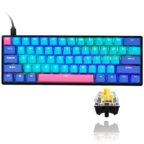 SOLIDEE 60% Wired mechanische Gaming-Tastatur,RGB Hintergrundbeleuchtung,Anti-Ghosting NKRO,programmierbare Makrotasten,61 Tasten Hot Swappable Tastatur für PS4(Gateron Optical Yellow,61 Joker) von SOLIDEE