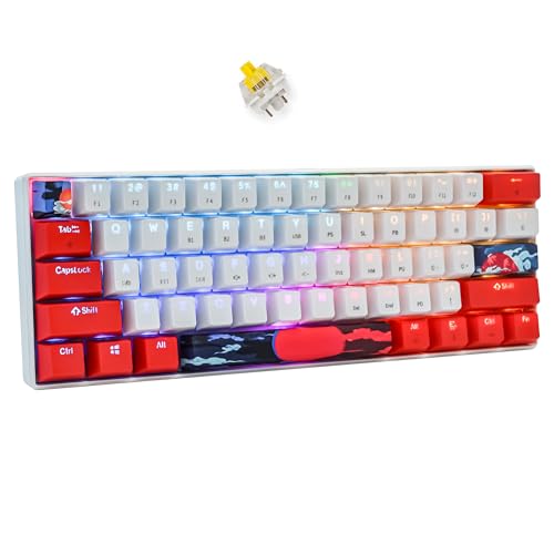 SOLIDEE 60% mechanische Gaming-Tastatur Wired/Bluetooth 5.0 Dual-Mode-Tastatur,RGB LED-Backstreuit Tastaturen,61 Tasten hot swap mit linearem Gateron Yellow Switch für Window PC-Spieler(61 Sun/Yellow) von SOLIDEE