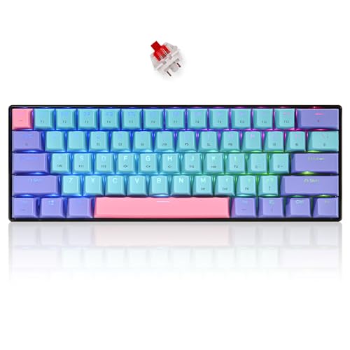 SOLIDEE 60% mechanische Gaming-Tastatur Wireless/Bluetooth 5.0 Dual-Mode-Tastatur,RGB Backstreuit Tastaturen,61 Tasten hot swap mit linearem Gateron Red Switch für PC-Spieler(61 Joker/Red) von SOLIDEE