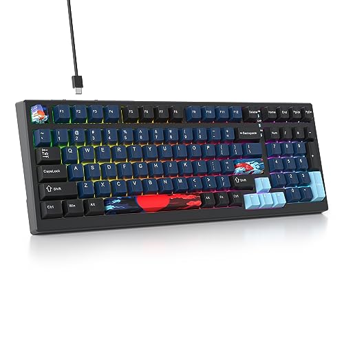 SOLIDEE 95% mechanische Gaming-Tastatur,hot-swap-fähige Tastatur mit weiße Schalter,Gasket RGB-Hintergrundbeleuchtung,98 Tasten Tastatur,PBT NKRO Keyboard für Windows-Laptop-PC-Gamer(98 Blue) von SOLIDEE