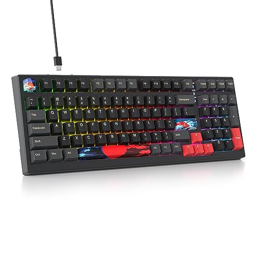 SOLIDEE 95% mechanische Gaming-Tastatur,hot-swap-fähige tastatur mit weiße Schalter,Gasket RGB-Hintergrundbeleuchtung,98 Tasten Tastatur,PBT NKRO keyboard für Windows-Laptop-PC-Gamer(98 Red) von SOLIDEE
