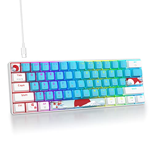 SOLIDEE mechanische Gaming Tastatur 60 Prozent,61 Tasten kompakte mechanische Tastatur RGB Hintergrundbeleuchtung,60% Prozent Tastatur mechanisch QWERTY,Roter Schalter für Win/Mac PC Laptop(61 Blue) von SOLIDEE