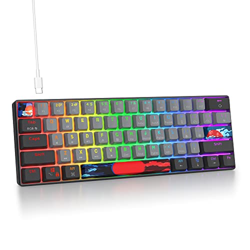 SOLIDEE mechanische Gaming Tastatur 60 Prozent,61 Tasten kompakte mechanische Tastatur RGB Hintergrundbeleuchtung,60% Prozent Tastatur mechanisch QWERTY,Roter Schalter für Win/Mac PC Laptop(61 Dolch) von SOLIDEE