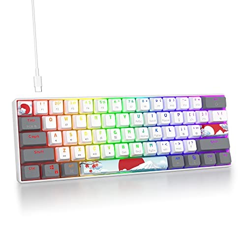 SOLIDEE mechanische Gaming Tastatur 60 Prozent,61 Tasten kompakte mechanische Tastatur RGB Hintergrundbeleuchtung,60% Prozent Tastatur mechanisch QWERTY,Roter Schalter für Win/Mac PC Laptop(61 White) von SOLIDEE