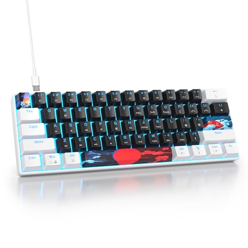 SOLIDEE mechanische Gaming Tastatur 60 Prozent,61 Tasten mit Lineare rote Schalter,kabelgebundene mechanische Tastatur mit LED-Hintergrundbeleuchtung,kompakte Tastatur,für PS5/PS4/Xbox(61 Black) von SOLIDEE